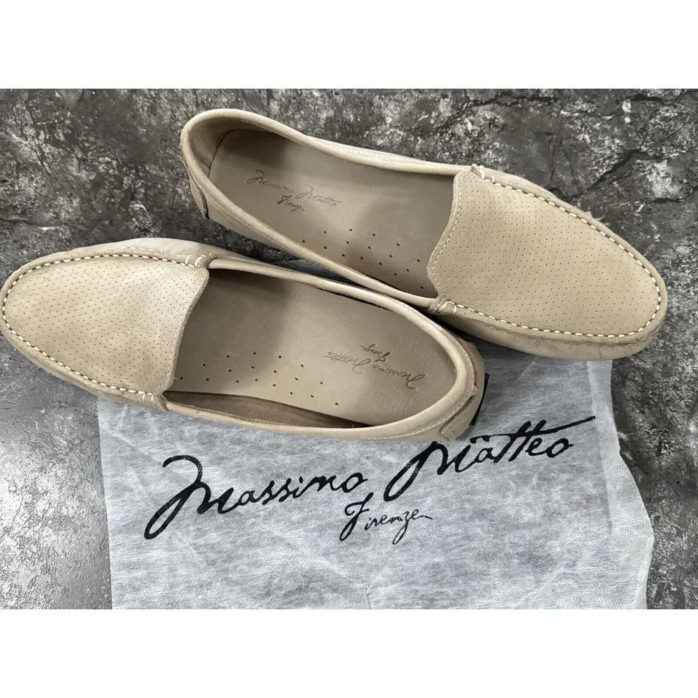Massimo Matteo Womens‎ Perf Venetian Driver Cinza Nubuck Beige Sz 10B